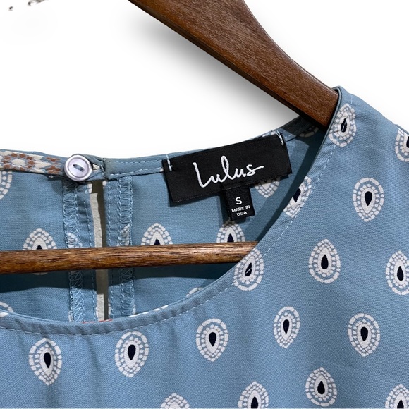 Lulus‎ Women's Secret Paradise Blue Print Shift Dress Size Small 18 x 32 - Picture 5 of 5